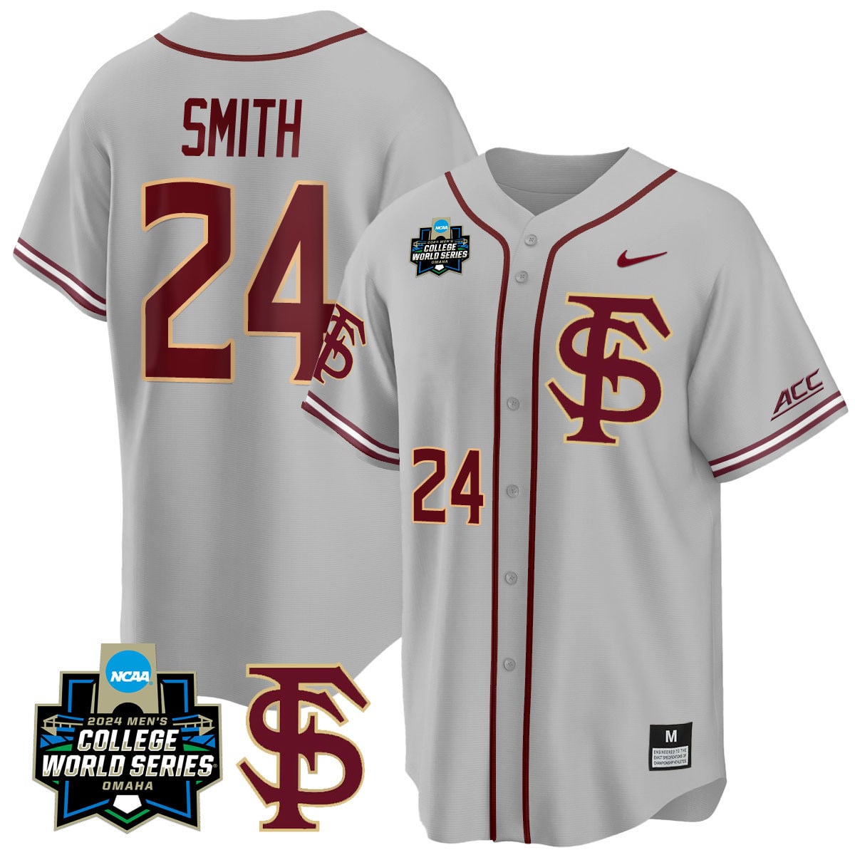 Men's Florida State Seminoles 2024 College World Series Vapor Premier Limited Jersey V1 - All Stitched