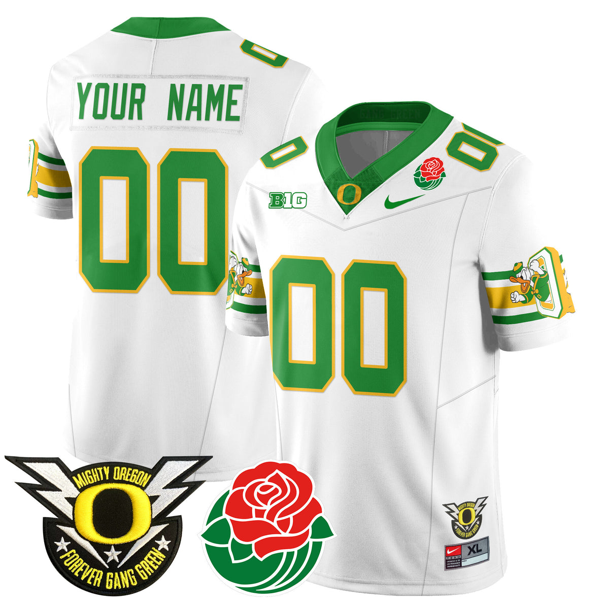 Custom Name/Gender Oregon Ducks 2024 Rose Bowl Jersey - All Stitched 412VTHNJS003