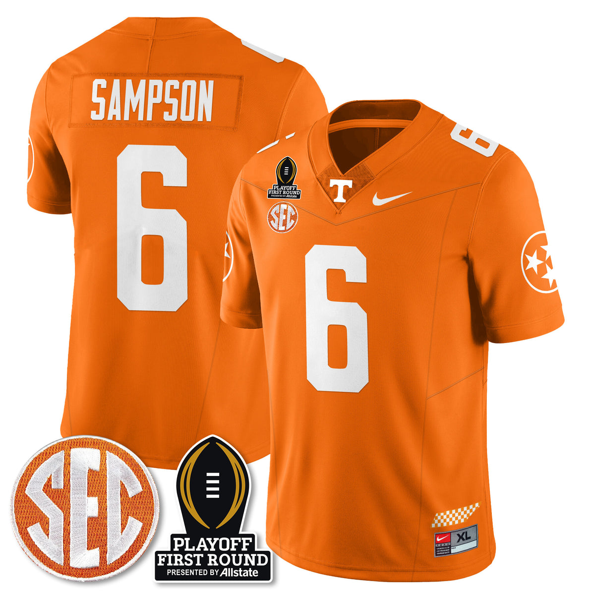 Men's Tennessee Volunteers Football Jersey - Playoff First Round Patch - All Stitched