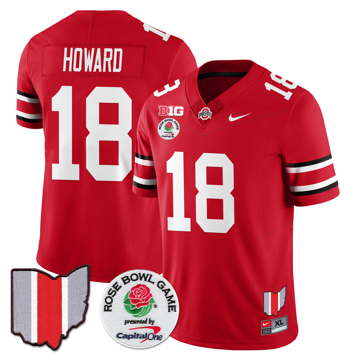Men's Ohio State Buckeyes 2024 Rose Bowl Jersey N1 - All Stitched