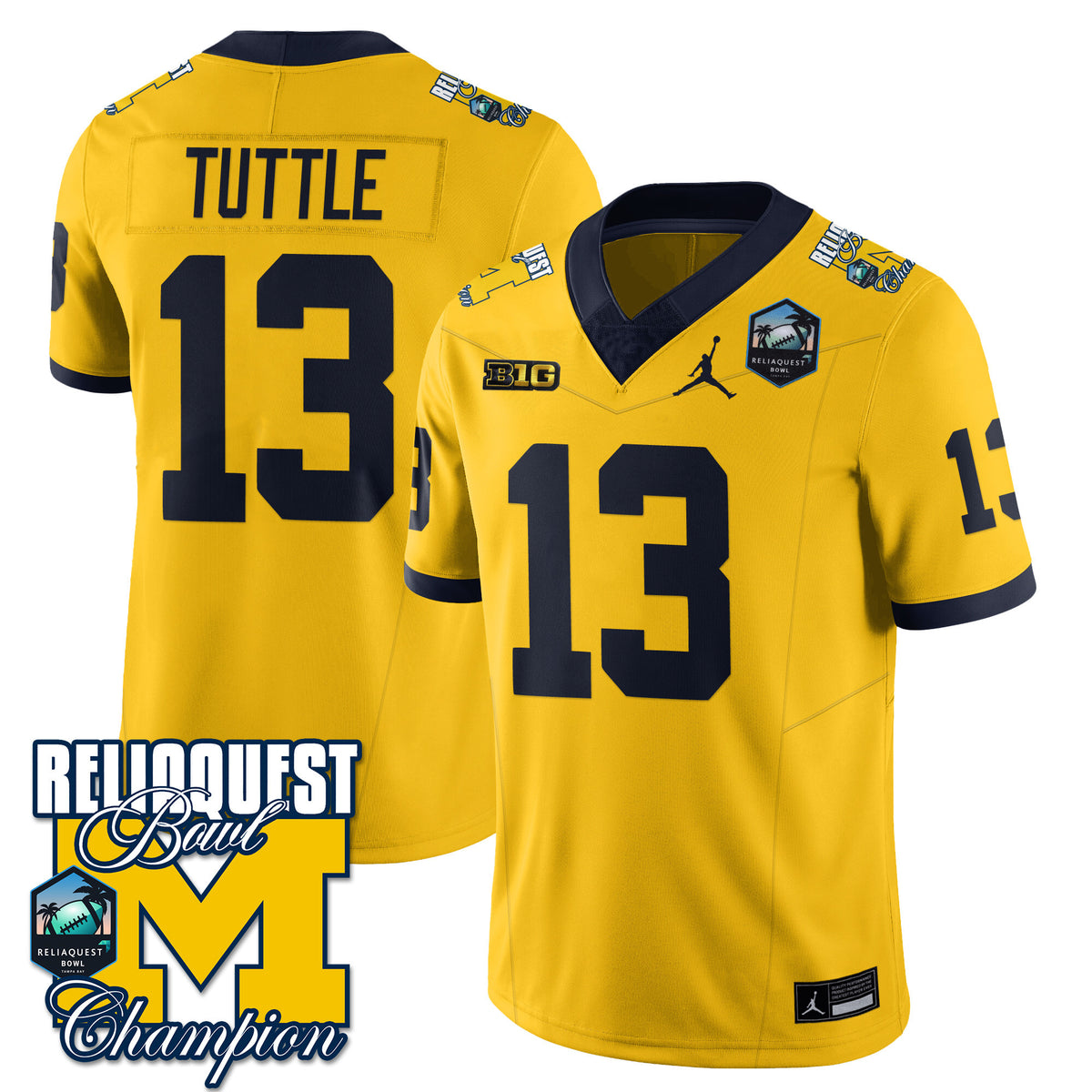 Men's Michigan Wolverines 2024 ReliaQuest Bowl Champions Jersey - All Stitched