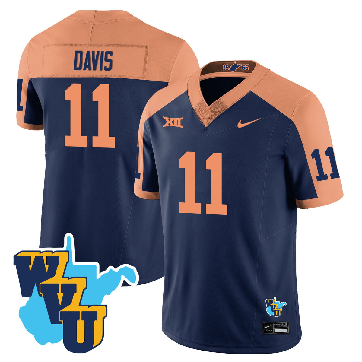 Men's West Virginia Mountaineers 1965-2025 Throwback Jersey - All Stitched
