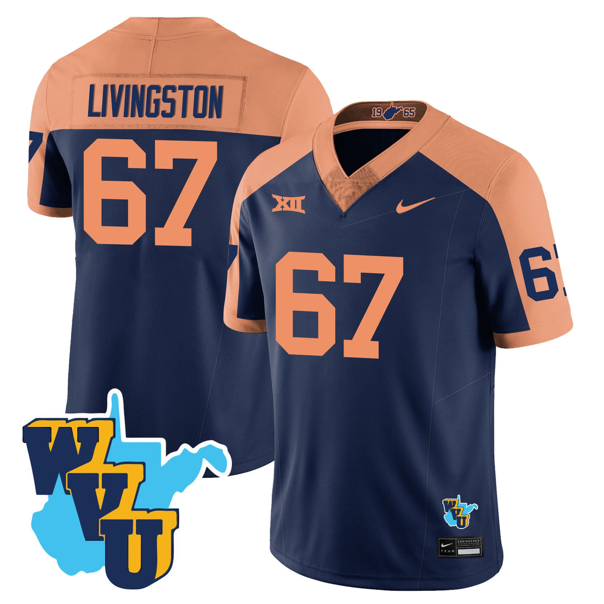 Men's West Virginia Mountaineers 1965-2025 Throwback Jersey - All Stitched