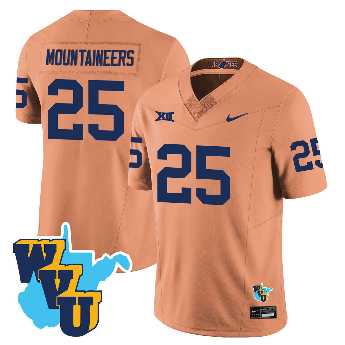 Men's West Virginia Mountaineers 1965-2025 Throwback Jersey - All Stitched
