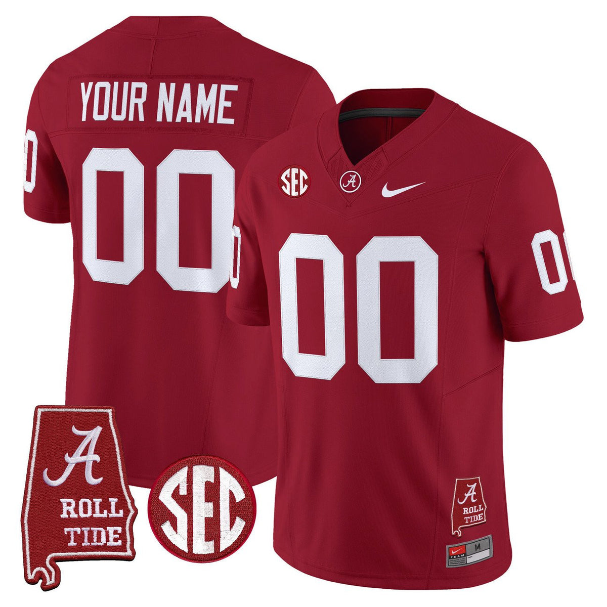 Custom Alabama Crimson Tide Throwback Vapor Limited Jersey - Alabama Map - All Stitched