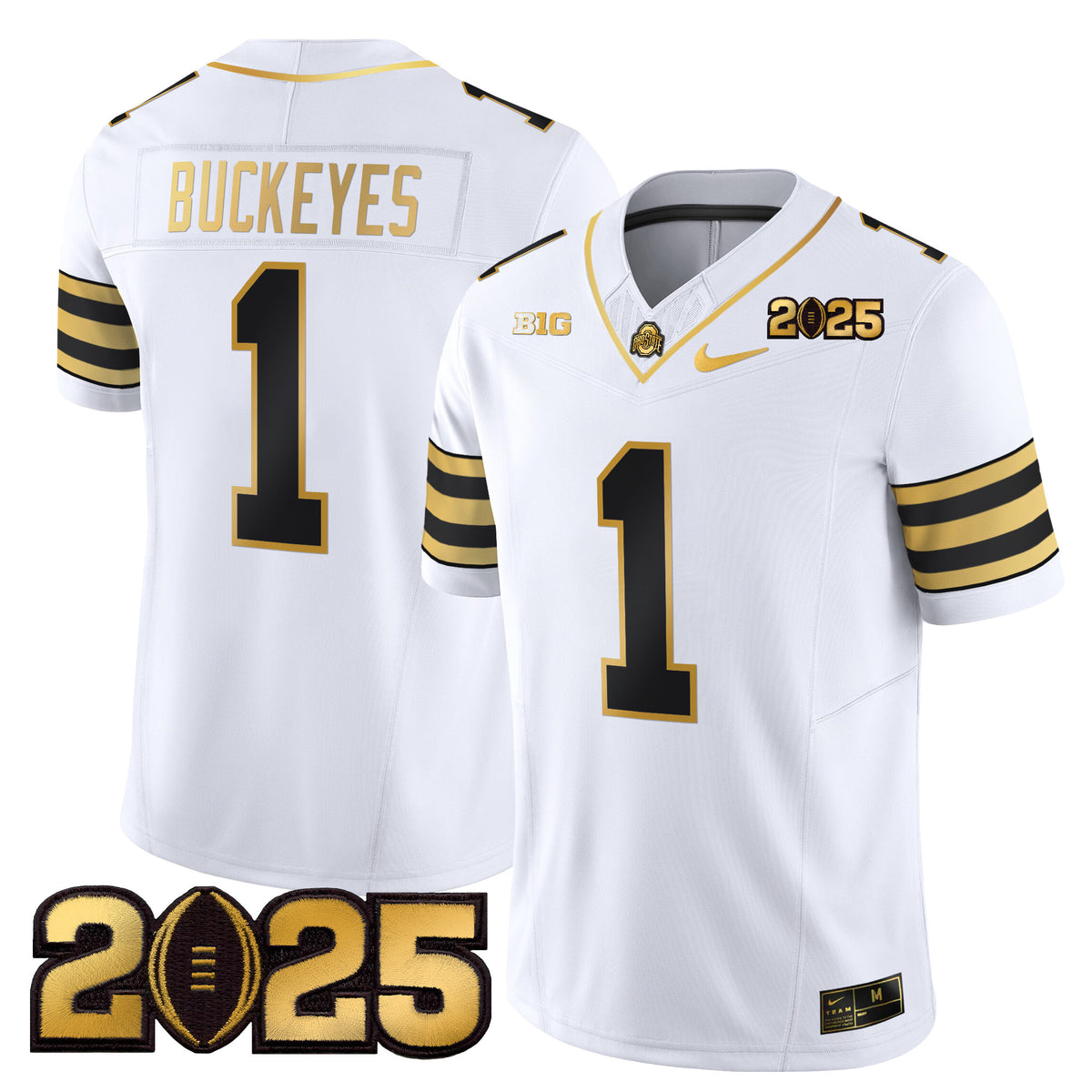 Men's Ohio State Buckeyes 'Heritage Stripe' CFP Final Patch Gold Vapor Limited Jersey - All Stitched