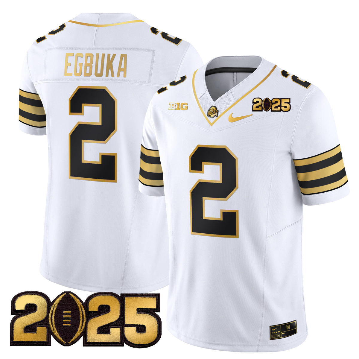 Men's Ohio State Buckeyes 'Heritage Stripe' CFP Final Patch Gold Vapor Limited Jersey - All Stitched