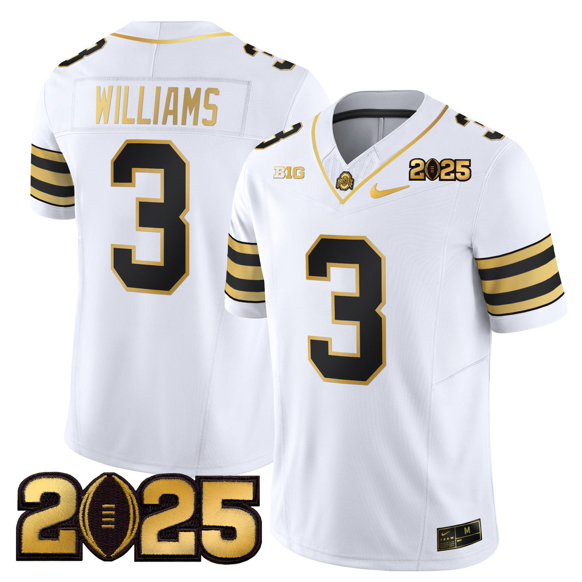 Men's Ohio State Buckeyes 'Heritage Stripe' CFP Final Patch Gold Vapor Limited Jersey - All Stitched