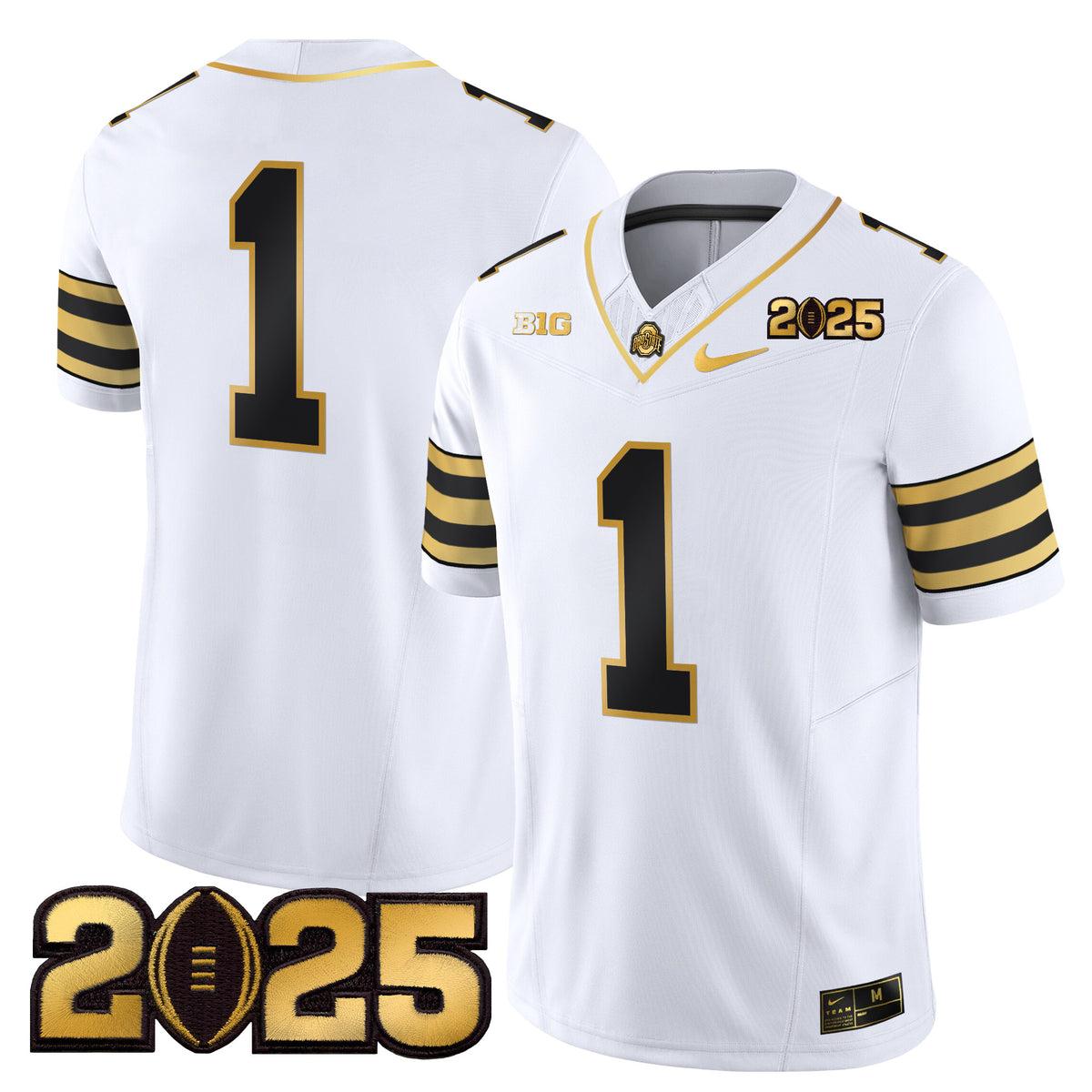 Men's Ohio State Buckeyes 'Heritage Stripe' CFP Final Patch Gold Vapor Limited Jersey - All Stitched