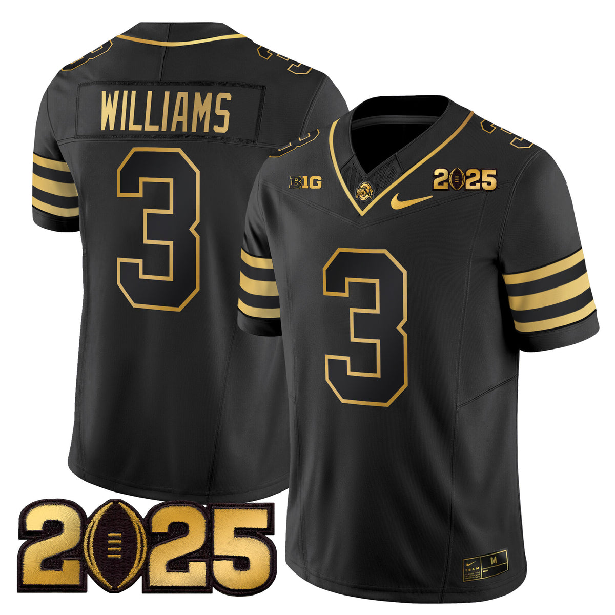 Men's Ohio State Buckeyes 'Heritage Stripe' CFP Final Patch Gold Vapor Limited Jersey - All Stitched