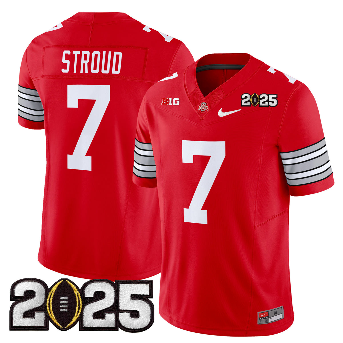 Men's Ohio State Buckeyes 'Heritage Stripe' 2025 CFP Final Patch Vapor Limited Jersey - All Stitched