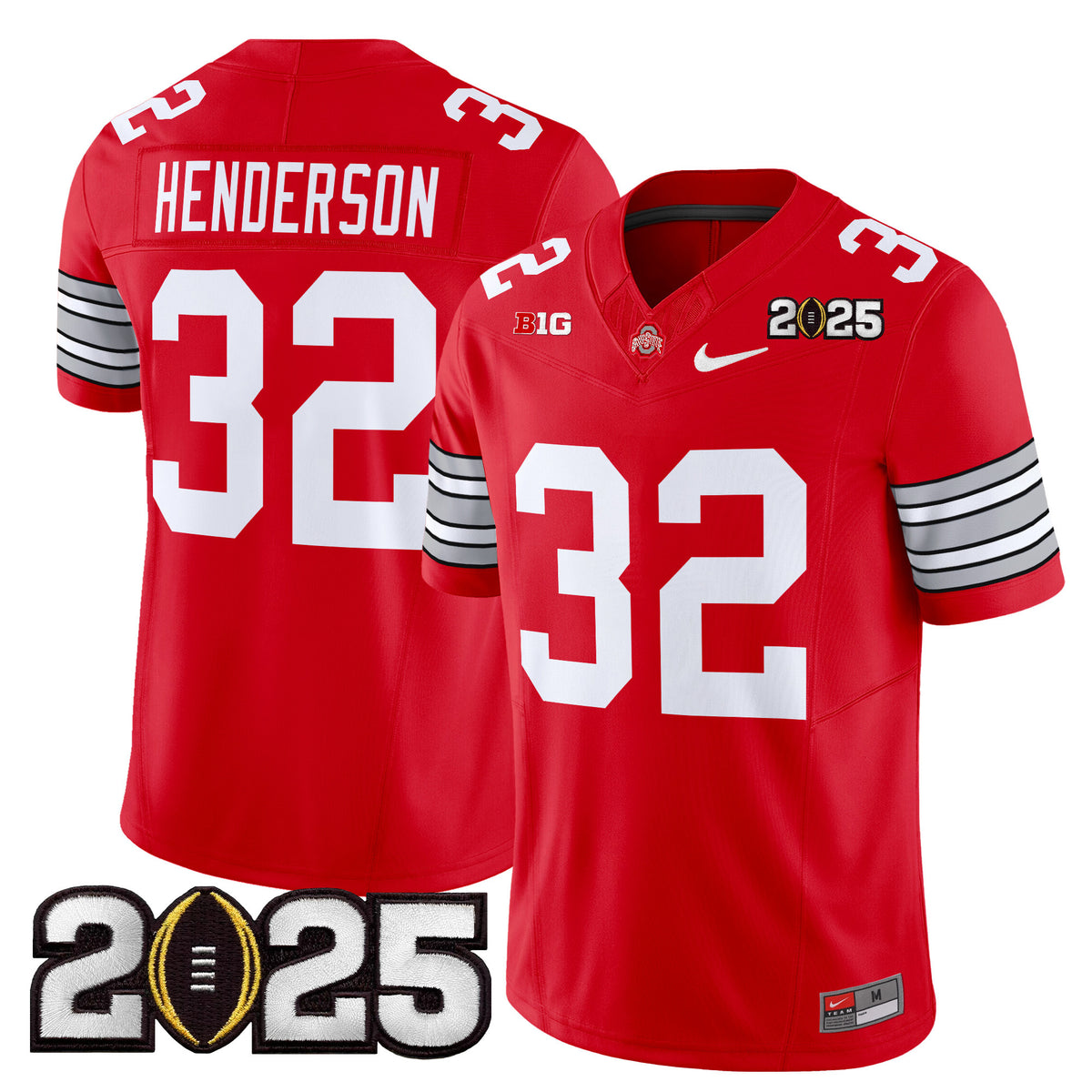 Men's Ohio State Buckeyes 'Heritage Stripe' 2025 CFP Final Patch Vapor Limited Jersey - All Stitched