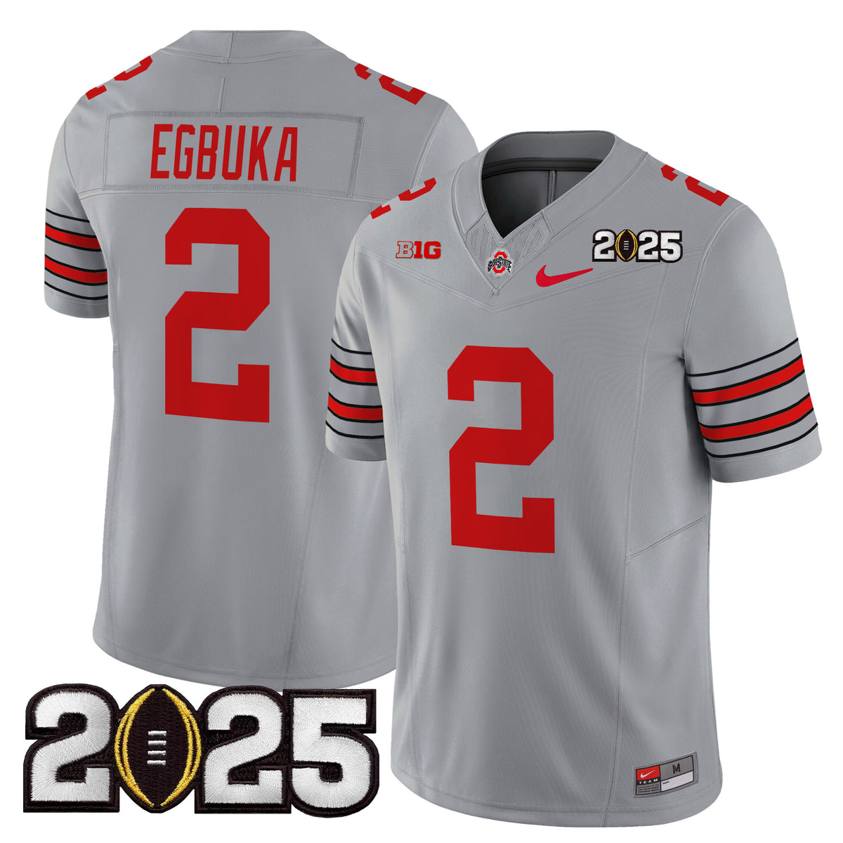 Men's Ohio State Buckeyes 'Heritage Stripe' 2025 CFP Final Patch Vapor Limited Jersey - All Stitched