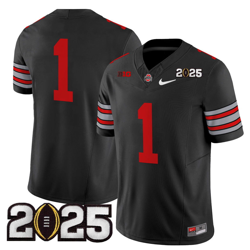 Men's Ohio State Buckeyes 'Heritage Stripe' 2025 CFP Final Patch Vapor Limited Jersey - All Stitched