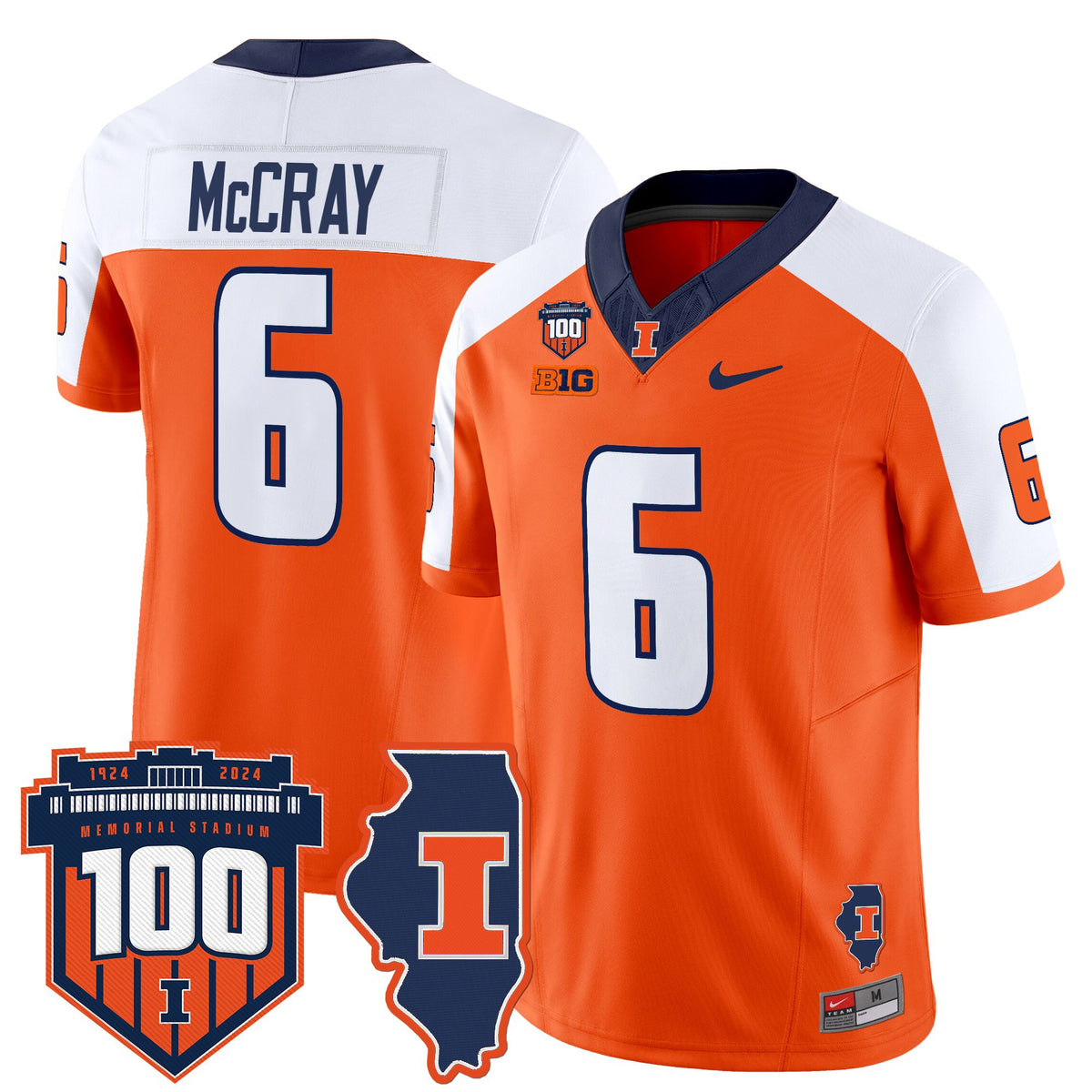 Men's Illinois Fighting Illini 100th Memorial Stadium Patch Vapor Limited Jersey - All Stitched