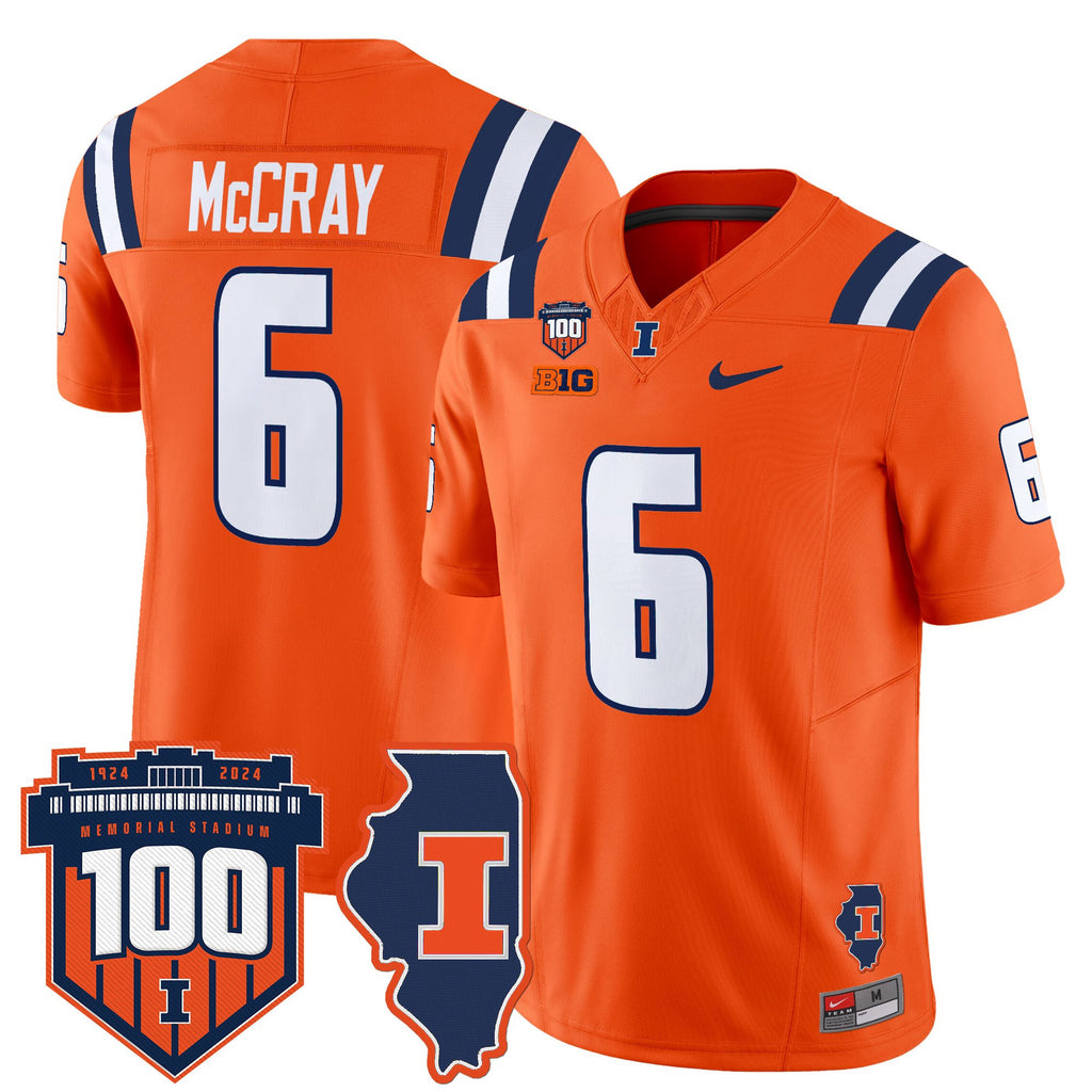 Men's Illinois Fighting Illini 100th Memorial Stadium Patch Vapor Limited Jersey - All Stitched