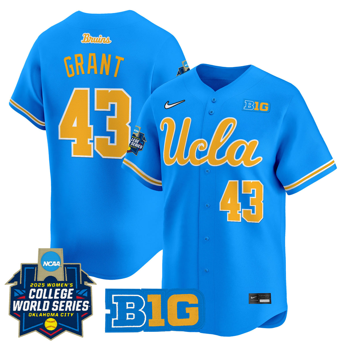 Men's size - UCLA Bruins Softball 2025 World Series (WCWS) Vapor Premier Limited Jersey - All Stitched