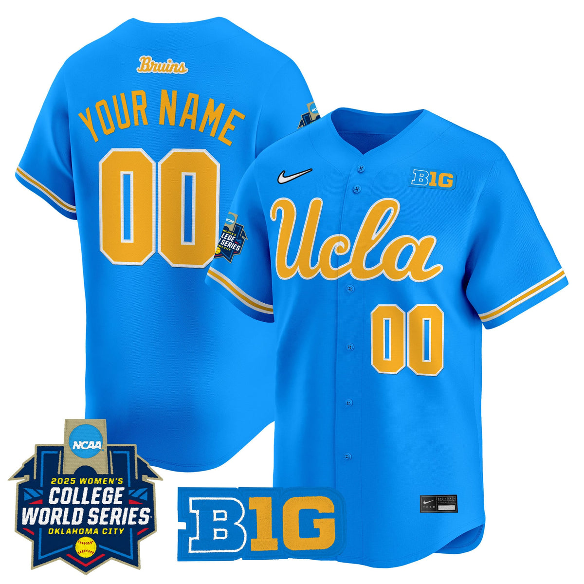 UCLA Bruins Softball 2025 World Series (WCWS) Vapor Premier Limited Custom Jersey - All Stitched