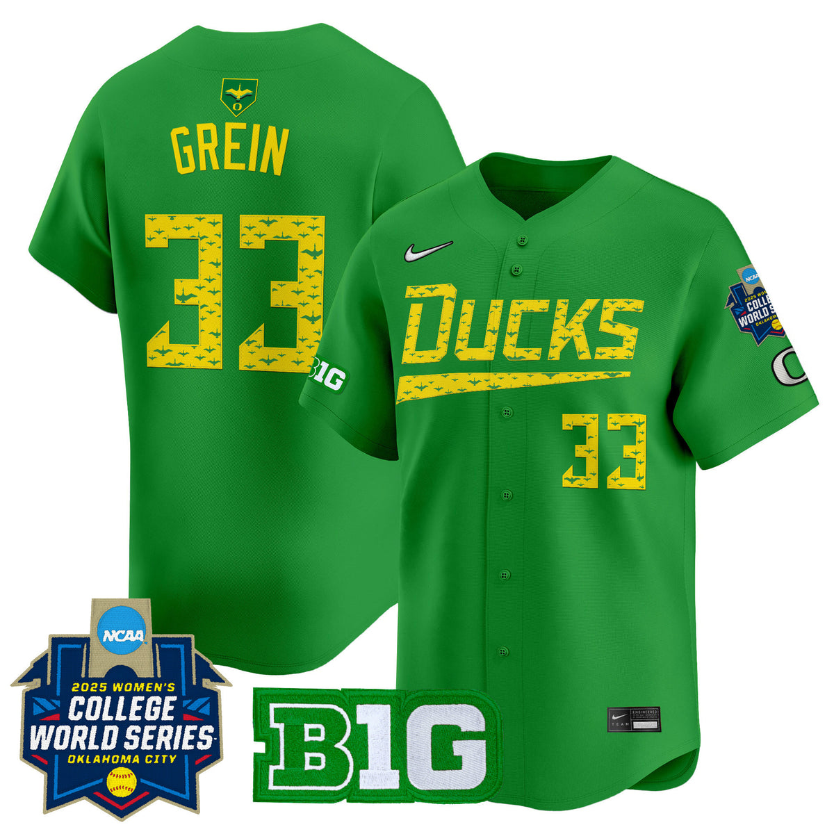 Men's size - Oregon Ducks Softball 2025 World Series (WCWS) Vapor Premier Limited Jersey - All Stitched