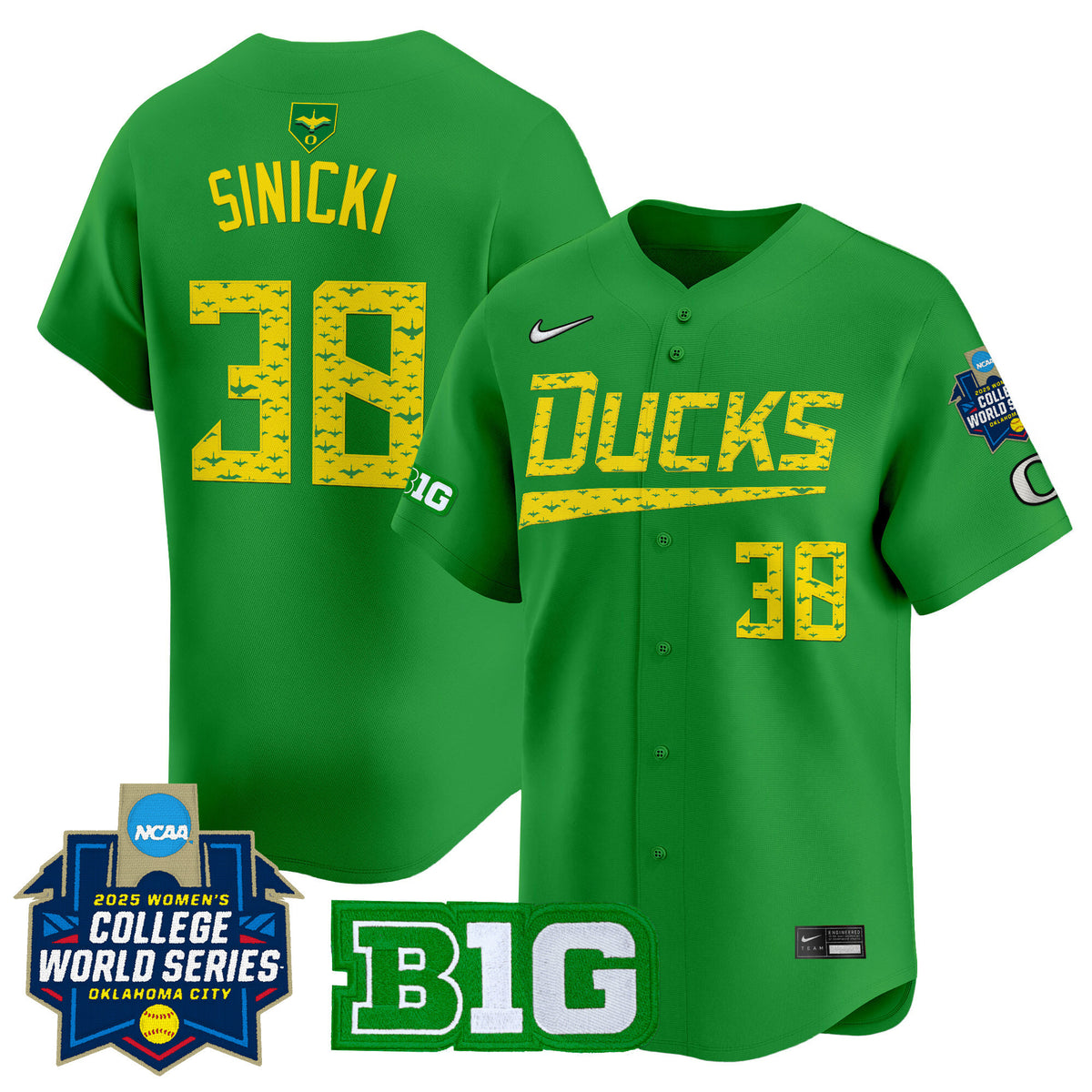 Men's size - Oregon Ducks Softball 2025 World Series (WCWS) Vapor Premier Limited Jersey - All Stitched