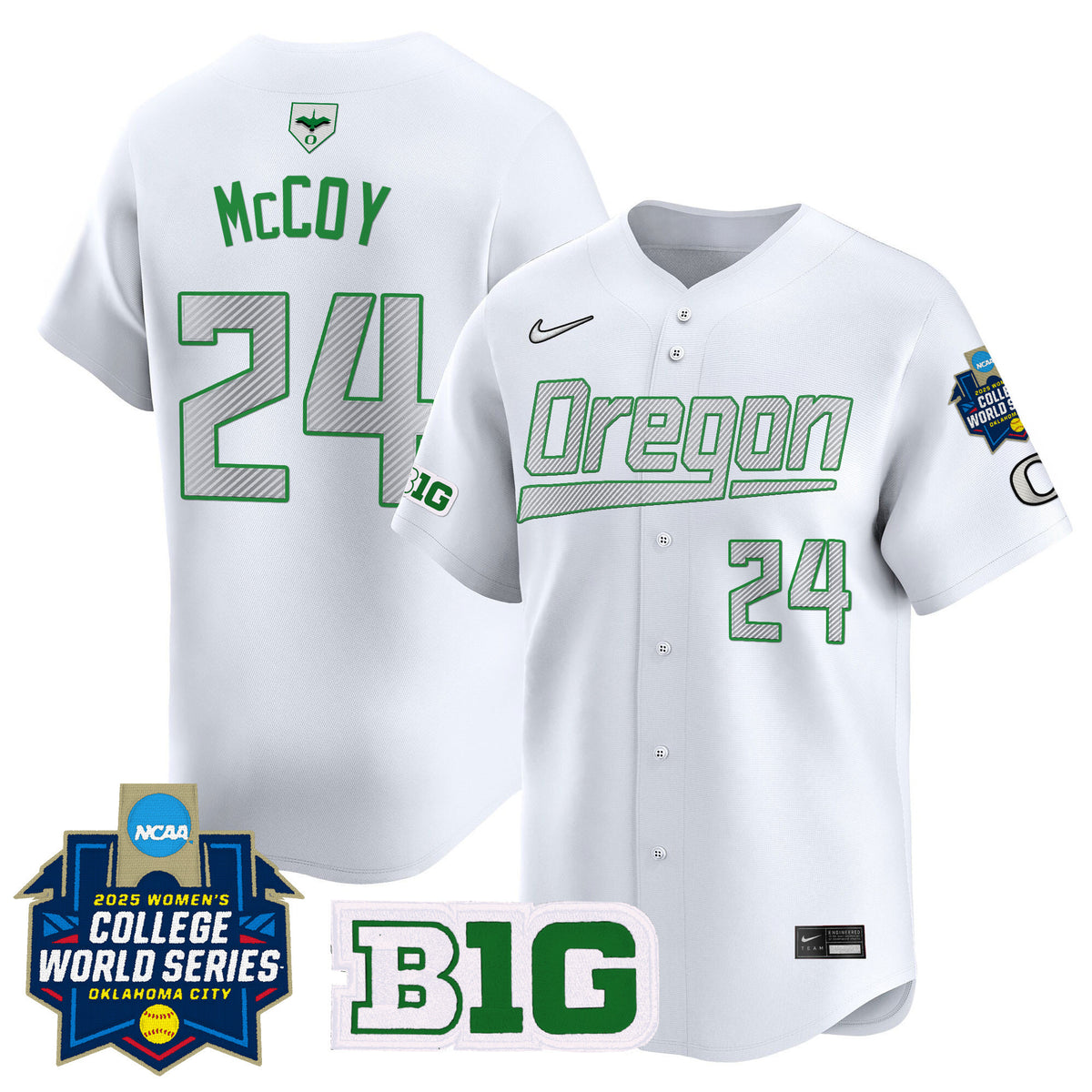 Men's size - Oregon Ducks Softball 2025 World Series (WCWS) Vapor Premier Limited Jersey - All Stitched