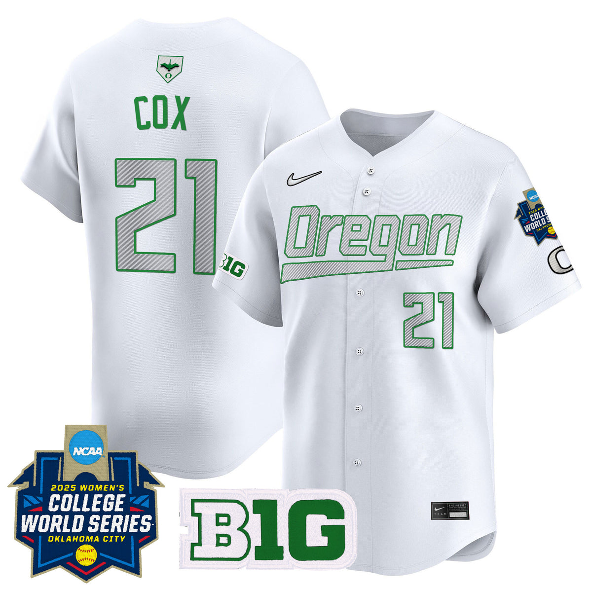 Men's size - Oregon Ducks Softball 2025 World Series (WCWS) Vapor Premier Limited Jersey - All Stitched