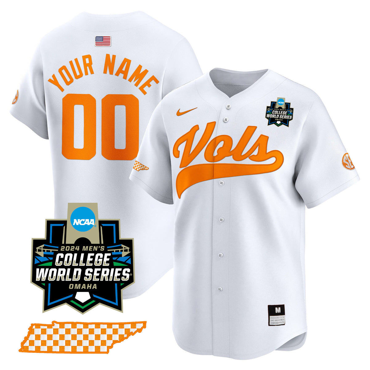 Tennessee Volunteers 2024 College World Series Vapor Premier Limited Custom Jersey V2 - All Stitched