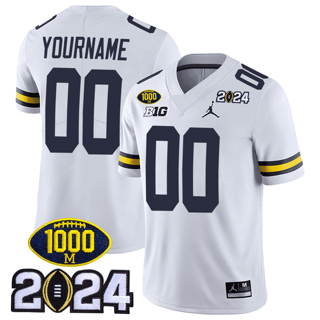 Michigan Wolverines 1000 Wins & 2024 College Bowl Patch Vapor Limited Custom Jersey - All Stitched