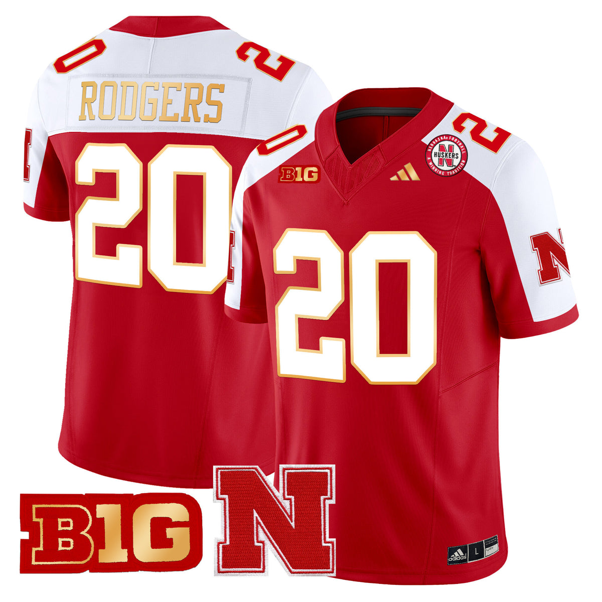 Men's Nebraska Cornhuskers 2024 Gold Trim Vapor Limited Jersey - All Stitched