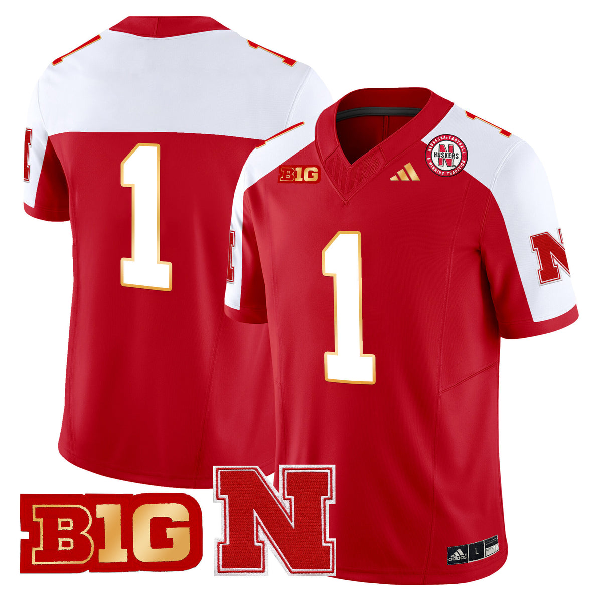 Men's Nebraska Cornhuskers 2024 Gold Trim Vapor Limited Jersey - All Stitched