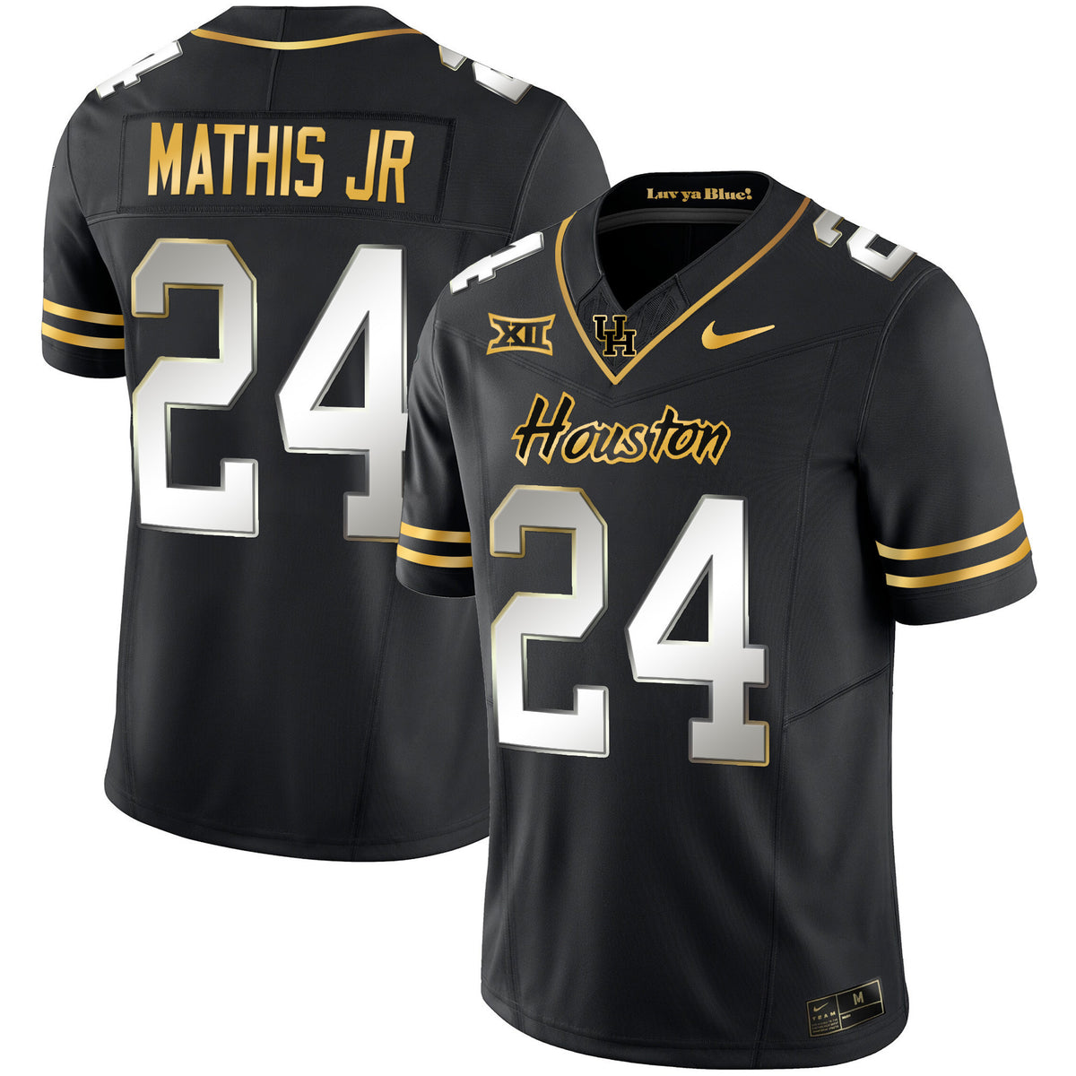 Men's Houston Cougars 2023 Oilers Inspired Gold Jersey - All Stitched
