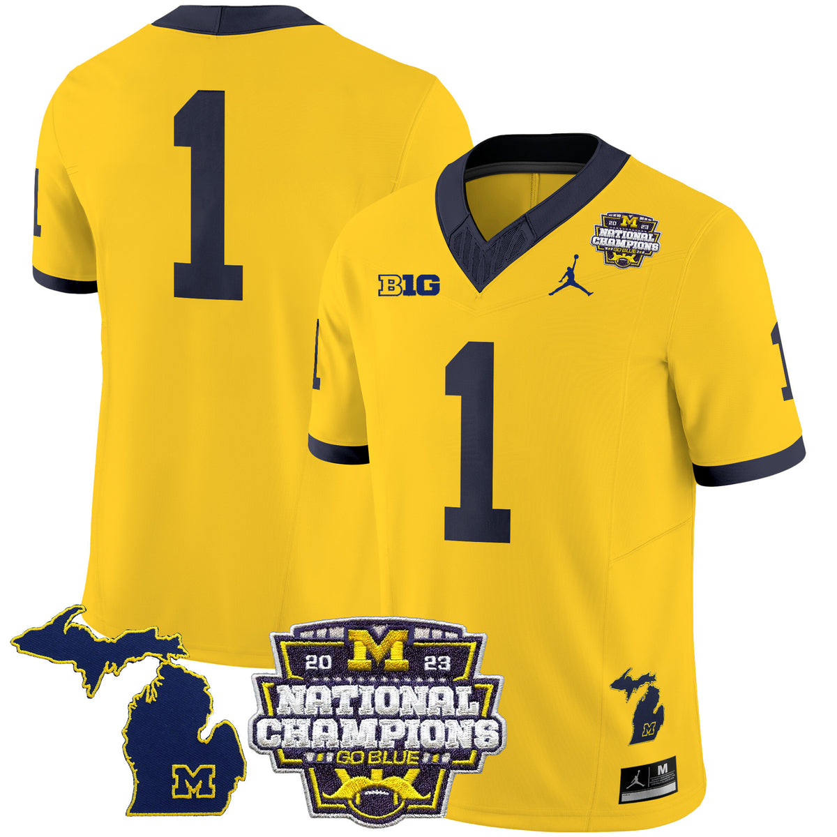 Men's Michigan Wolverines 2023 National Champions Patch Vapor Jersey V6 - All Stitched