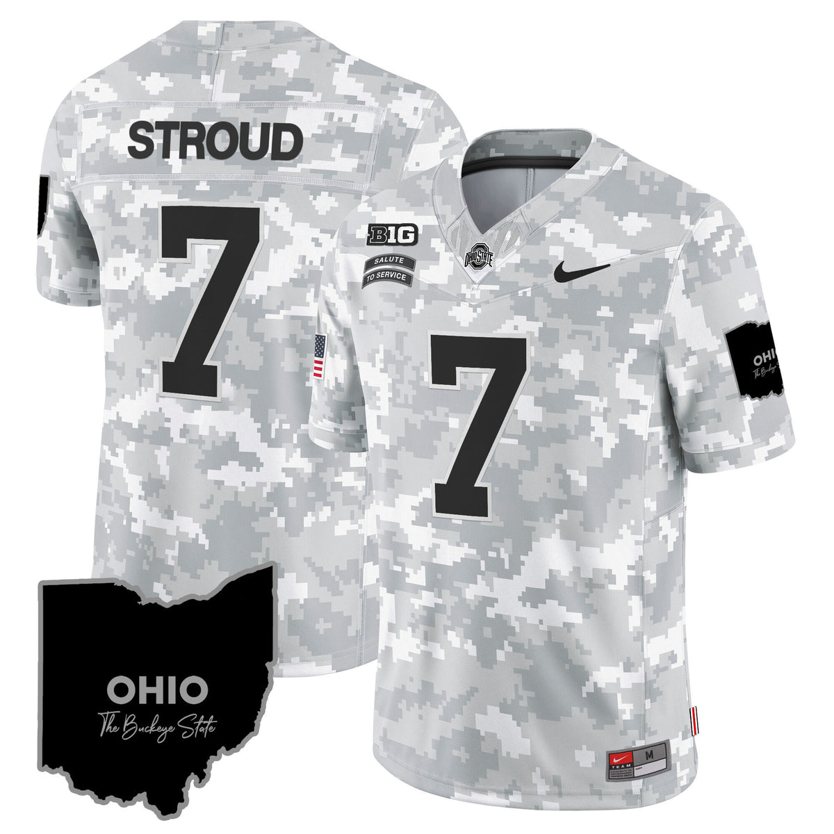 Ohio State Buckeyes 2024 Salute to Service Vapor Limited Jersey - Arctic Camo - All Stitched