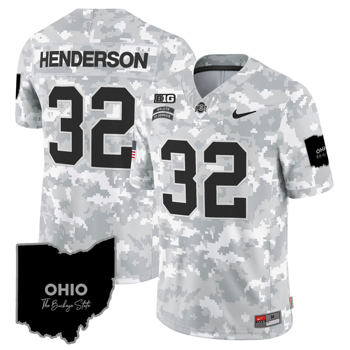 Ohio State Buckeyes 2024 Salute to Service Vapor Limited Jersey - Arctic Camo - All Stitched