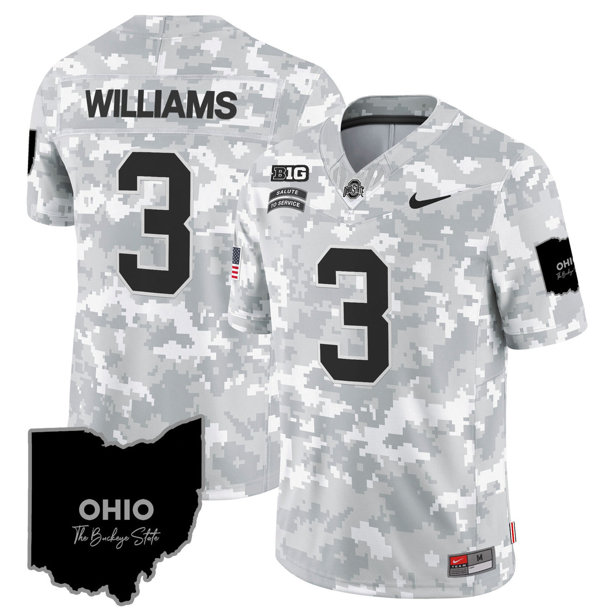 Ohio State Buckeyes 2024 Salute to Service Vapor Limited Jersey - Arctic Camo - All Stitched