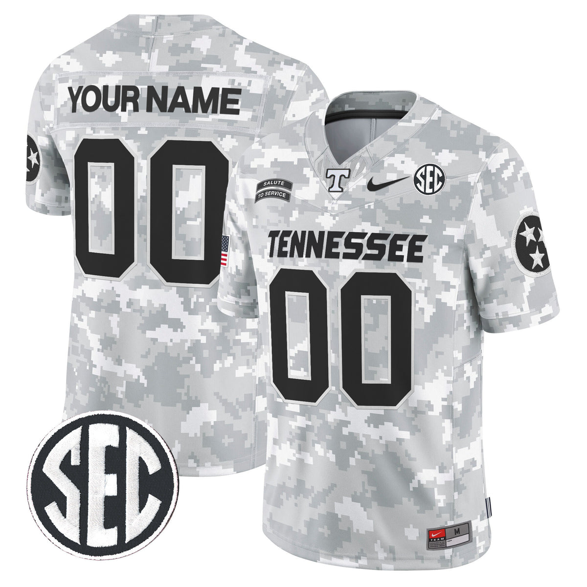 Tennessee Volunteers 2024 Salute to Service Vapor Limited Custom Jersey - Arctic Camo - All Stitched