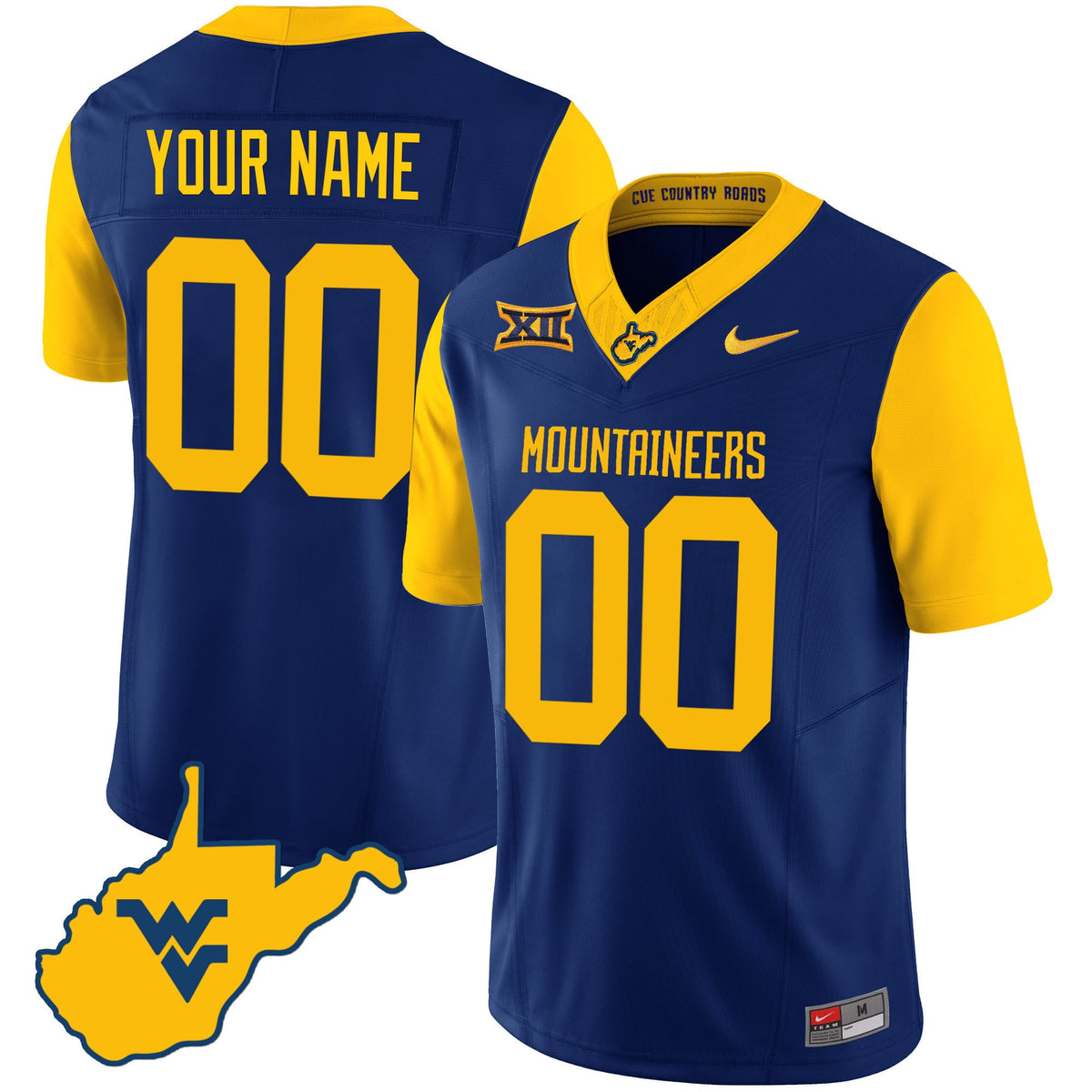 West Virginia Mountaineers 2024 Country Roads Custom Jersey - All Stitched