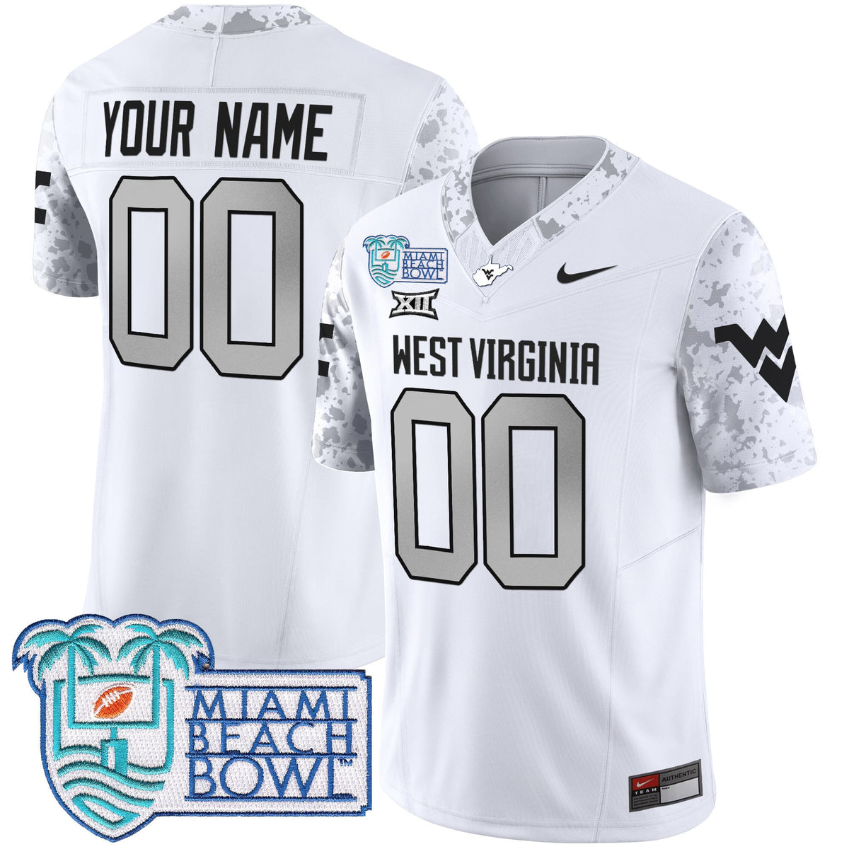 West Virginia Mountaineers 2025 Miami Beach Bowl Patch Vapor Limited Custom Jersey - All Stitched