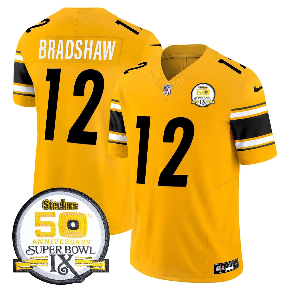 Steelers 50th Anniversary Of Super Bowl IX Patch Vapor Limited Jersey - All Stitched