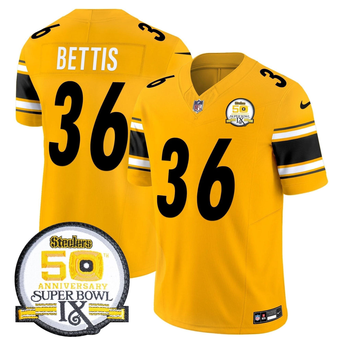 Steelers 50th Anniversary Of Super Bowl IX Patch Vapor Limited Jersey - All Stitched