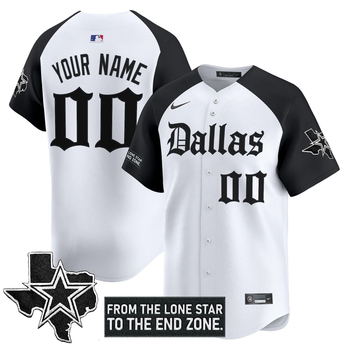 Dallas Cowboys 'Gothic Lone Star Edition' Vapor Baseball Custom Jersey - All Stitched