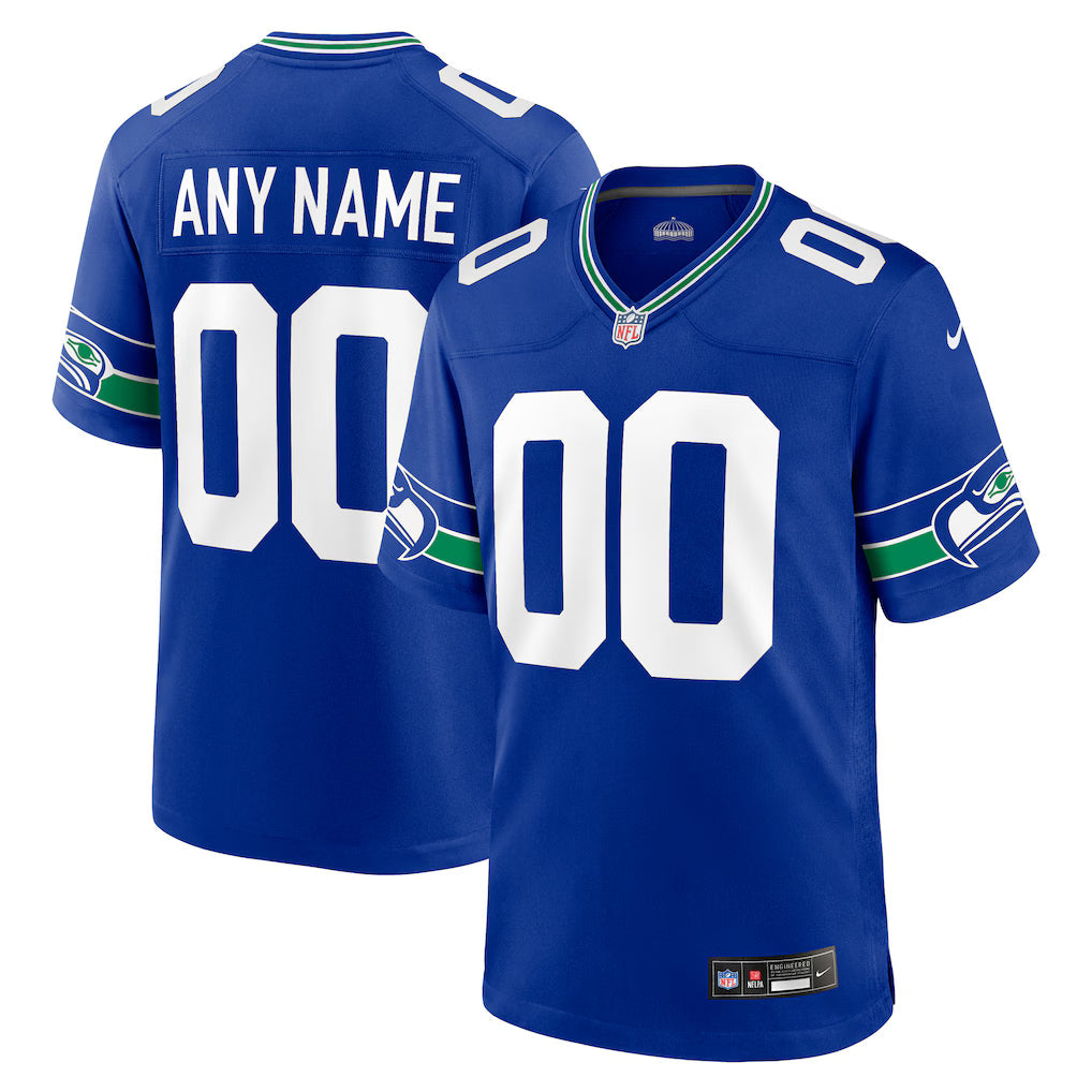 Custom Seattle Seahawks Throwback Jersey - Royal Blue